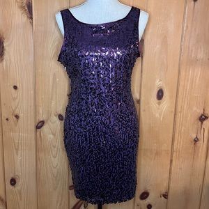 Purple sequin cocktail dress